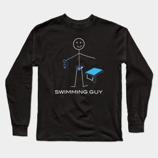 Funny Mens Swimming Guy Long Sleeve T-Shirt